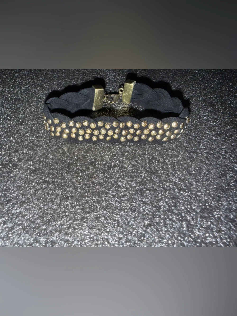Black Braided Studded Gold Bracelet